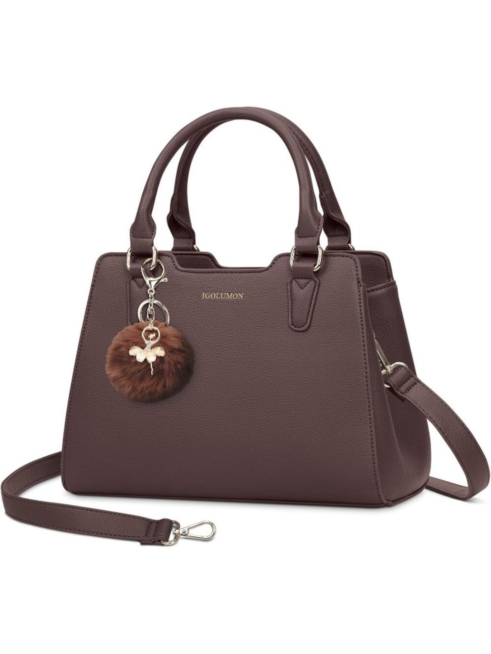 Women's Coffee Leather Waterproof Crossbody Bag Top-Handle Tote Handbag Ladies